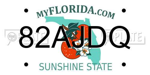82AJDQ Florida License Plate