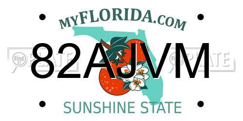 82AJVM Florida License Plate