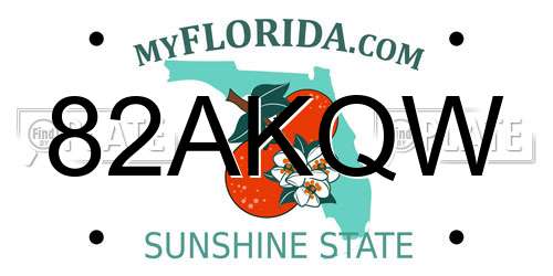 82AKQW Florida License Plate