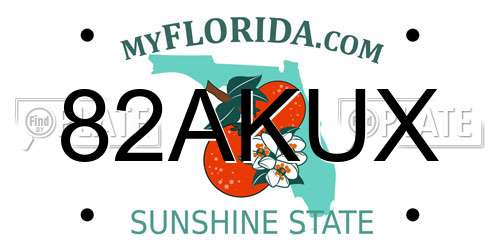 82AKUX Florida License Plate