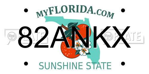 82ANKX Florida License Plate