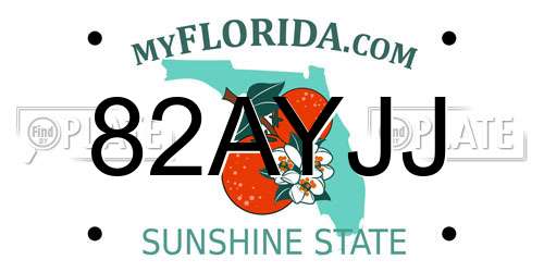 82AYJJ Florida License Plate
