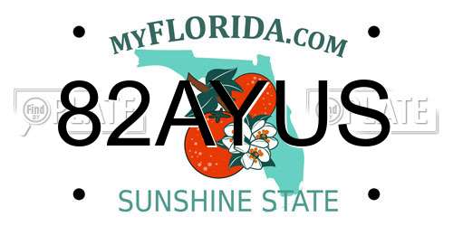82AYUS Florida License Plate