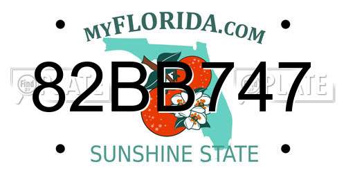 82BB747 Florida License Plate
