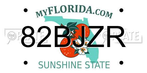 82BJZR Florida License Plate
