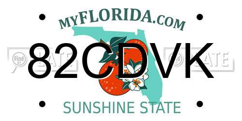 82CDVK Florida License Plate