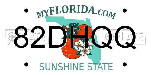82DHQQ Florida License Plate