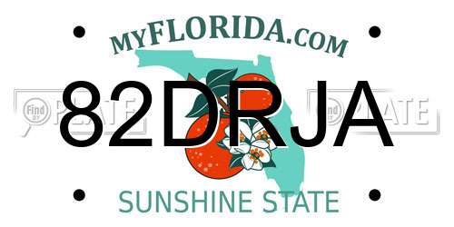 82DRJA Florida License Plate