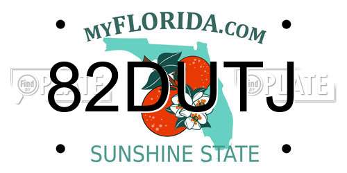 82DUTJ Florida License Plate