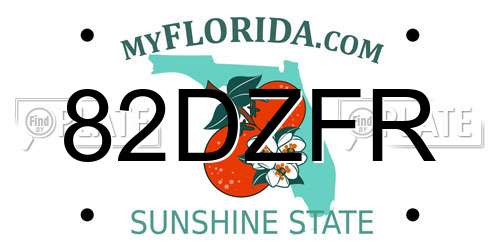 82DZFR Florida License Plate