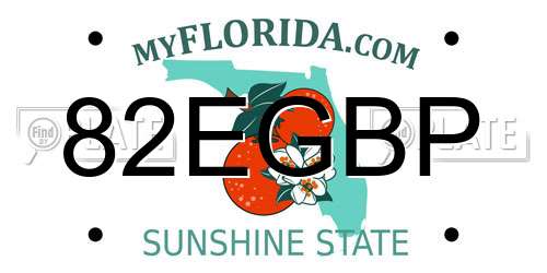 82EGBP Florida License Plate