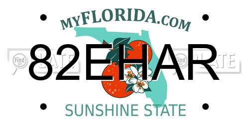 82EHAR Florida License Plate