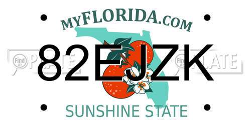 82EJZK Florida License Plate