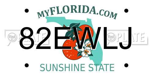 82EWLJ Florida License Plate