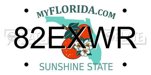82EXWR Florida License Plate