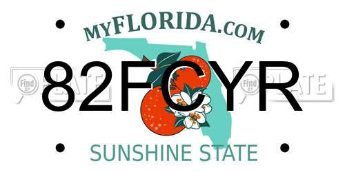 82FCYR Florida License Plate