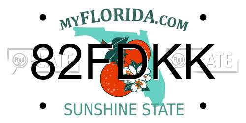82FDKK Florida License Plate