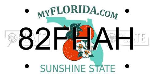 82FHAH Florida License Plate