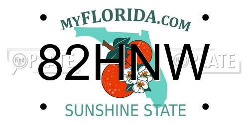 82HNW Florida License Plate