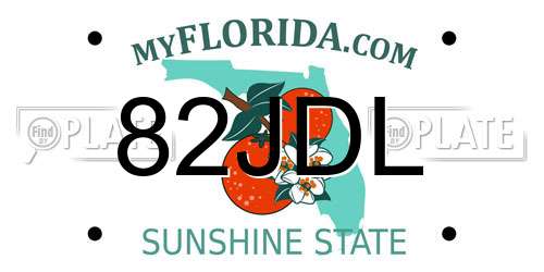 82JDL Florida License Plate