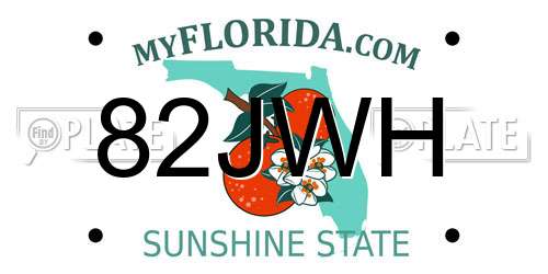 82JWH Florida License Plate