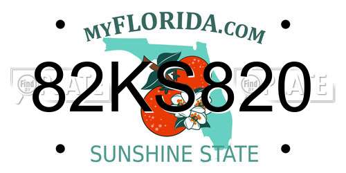 82KS820 Florida License Plate