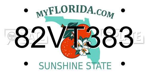 82VT383 Florida License Plate