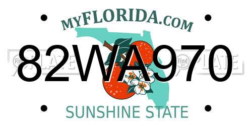 82WA970 Florida License Plate