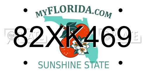 82XK469 Florida License Plate