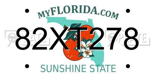 82XT278 Florida License Plate