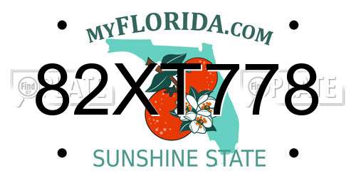 82XT778 Florida License Plate