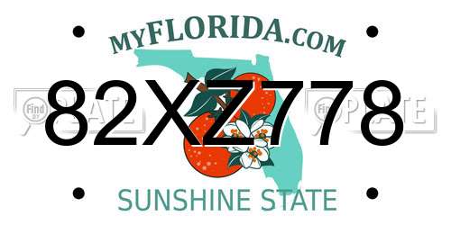 82XZ778 Florida License Plate