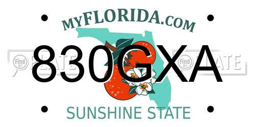 830GXA Florida License Plate
