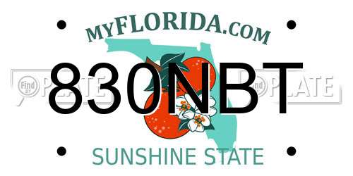 830NBT Florida License Plate