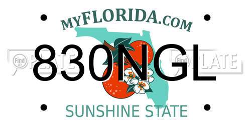 830NGL Florida License Plate