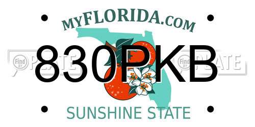 830PKB Florida License Plate