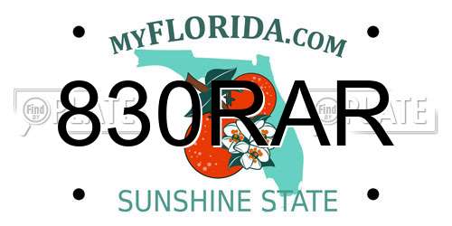 830RAR Florida License Plate