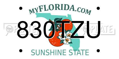 830TZU Florida License Plate