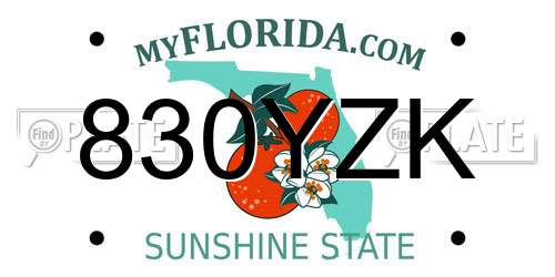830YZK Florida License Plate
