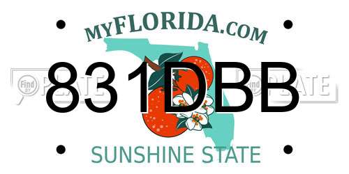 831DBB Florida License Plate