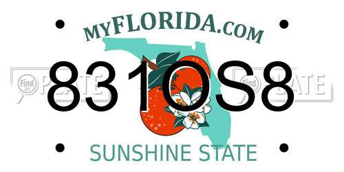 831OS8 Florida License Plate