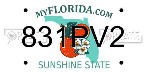 831PV2 Florida License Plate