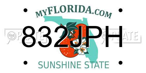 832JPH Florida License Plate