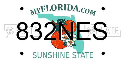 832NES Florida License Plate