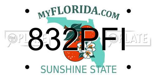832PFI Florida License Plate