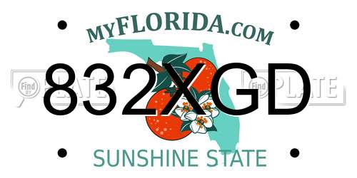 832XGD Florida License Plate