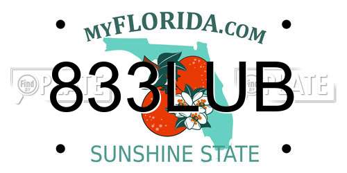 833LUB Florida License Plate