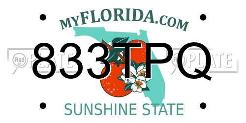 833TPQ Florida License Plate