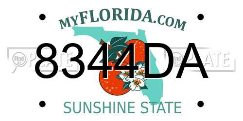 8344DA Florida License Plate