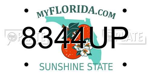 8344UP Florida License Plate